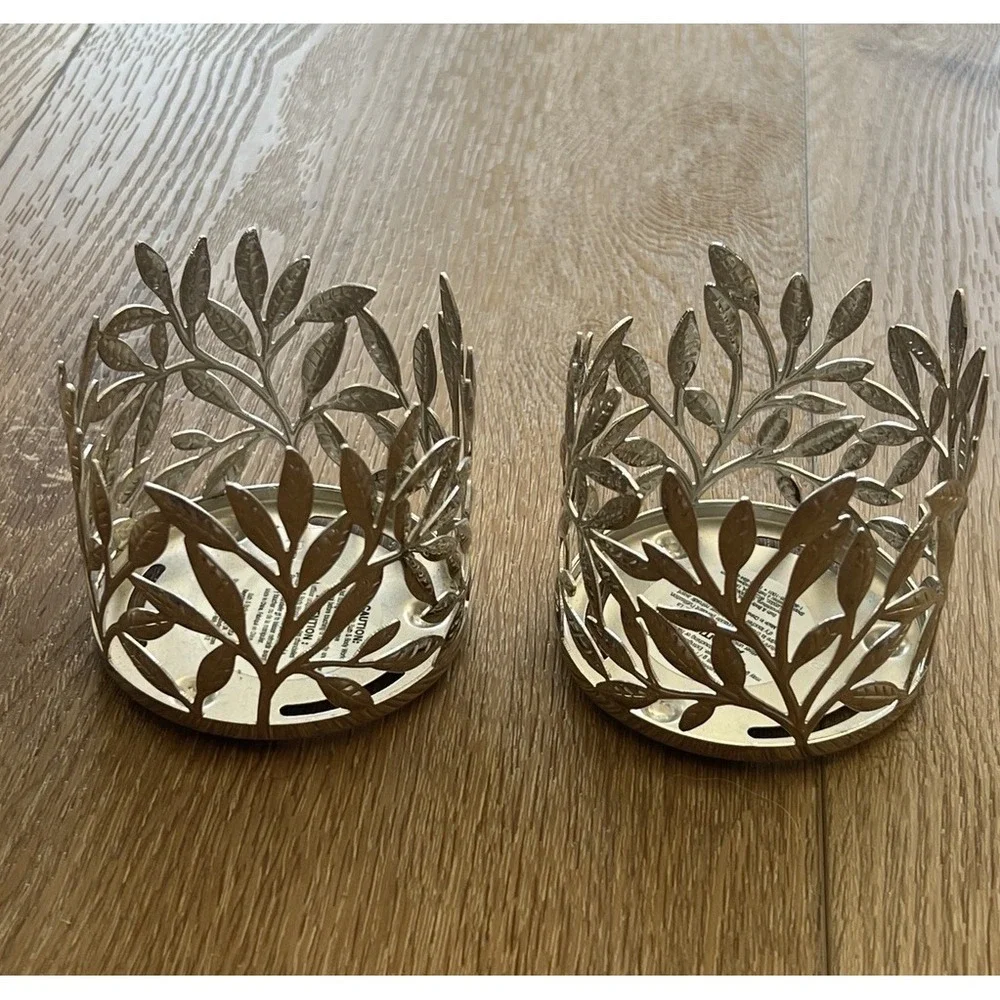 2 New Bath & Body Works Small Vine Leaf Branches Tree Candle Votive Holder